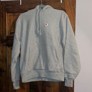 Champion Light Gray Pullover Hoodie with Small Chest Logo